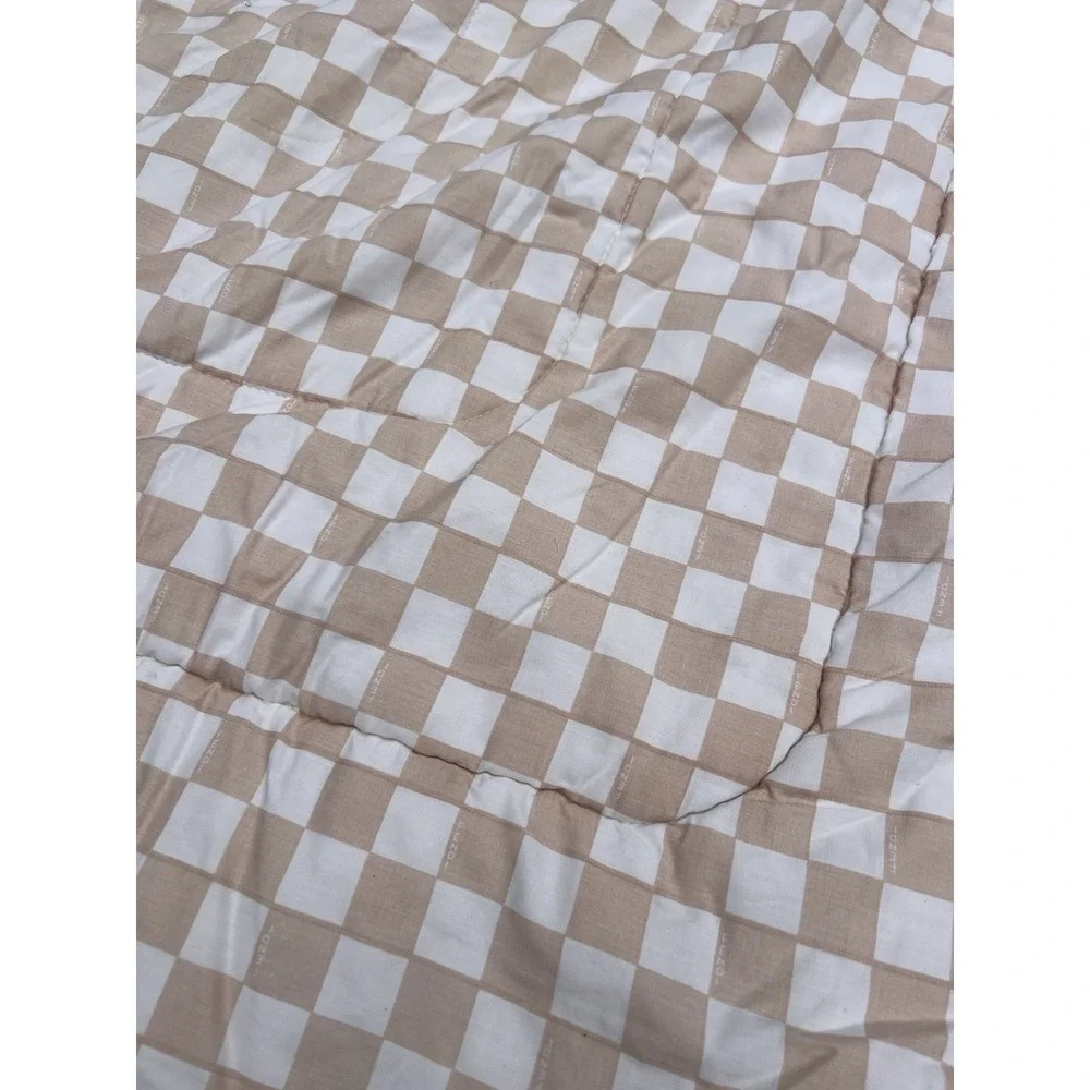 Fendi Reversible Cotton‎ Comforter Reversible Rare Checks / Striped Tan / White